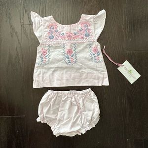 cecil and lou NWT pink seersucker fiesta diaper set